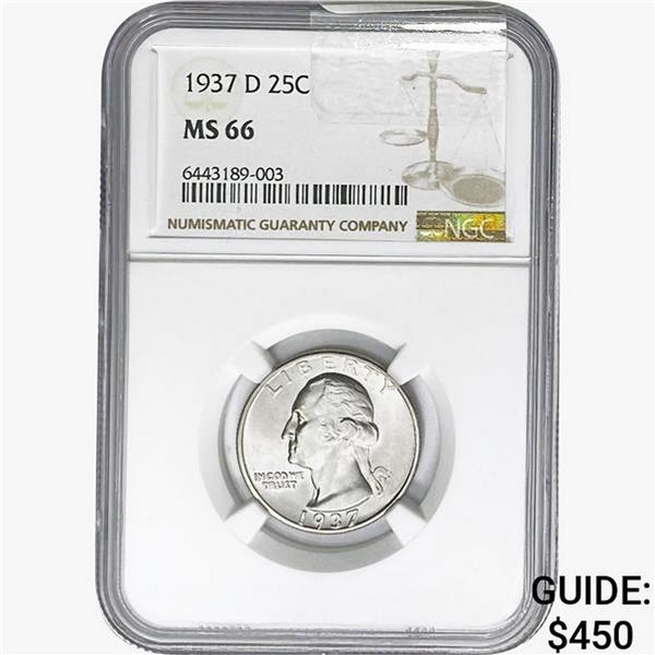 1937-D Washington Silver Quarter NGC MS66