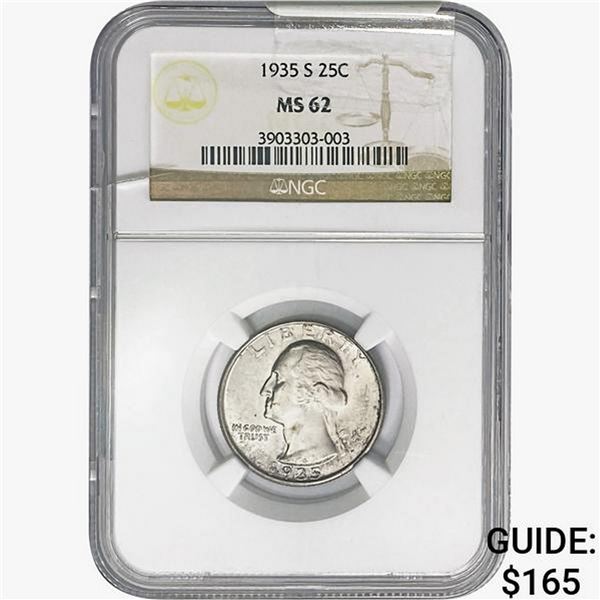 1935-S Washington Silver Quarter NGC MS62