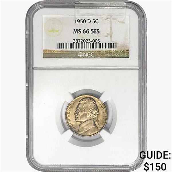 1950-D 5FS Jefferson Nickel NGC MS66