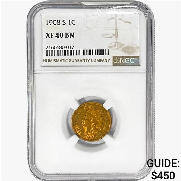 1908-S BN Indian Head Cent NGC XF40
