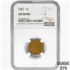 Image 1 : 1881 BN Indian Head Cent NGC AU50