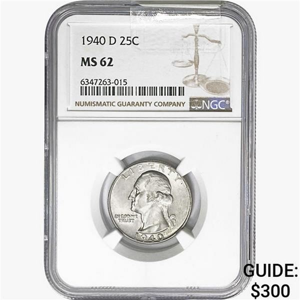 1940-D Washington Silver Quarter NGC MS62