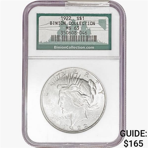 1922 Silver Peace Dollar NGC MS63