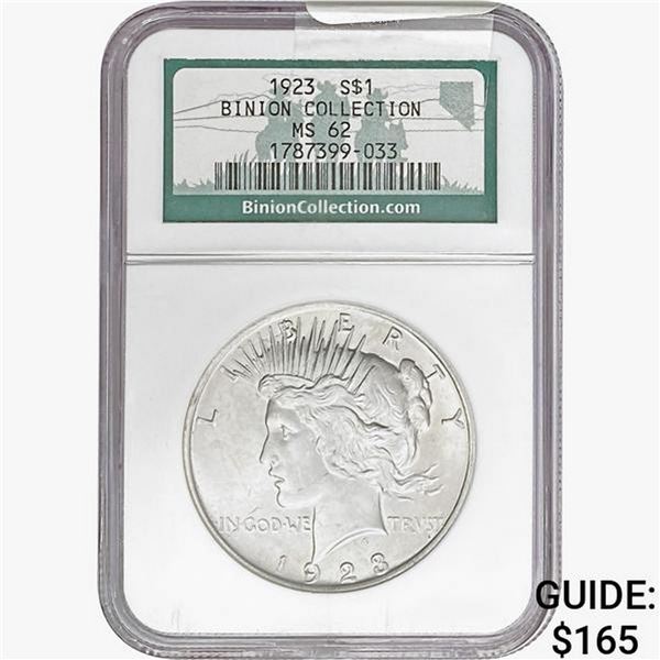 1923 Silver Peace Dollar NGC MS62