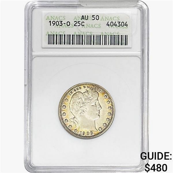 1903-O Barber Quarter ANACS AU50