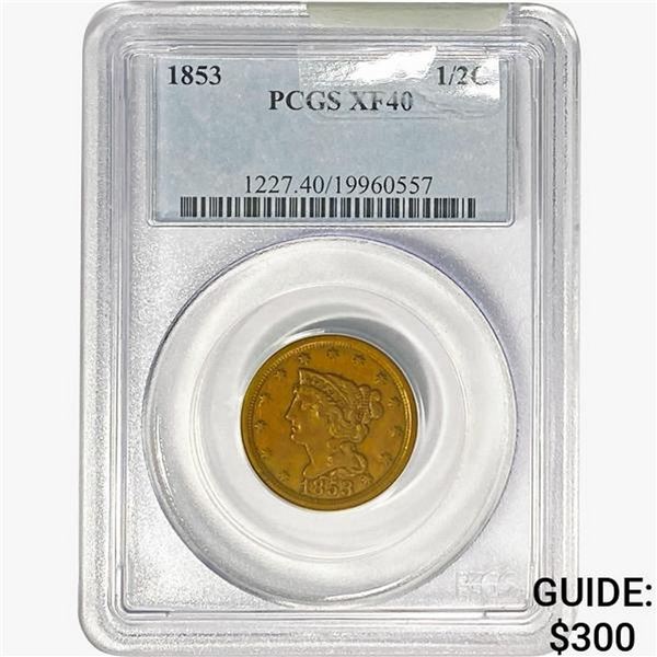 1853 Braided Hair Half Cent PCGS XF40