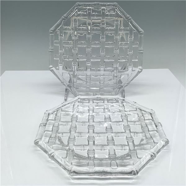 2pc Tiffany & Co. Bamboo Weave Octagonal Crystal Plates