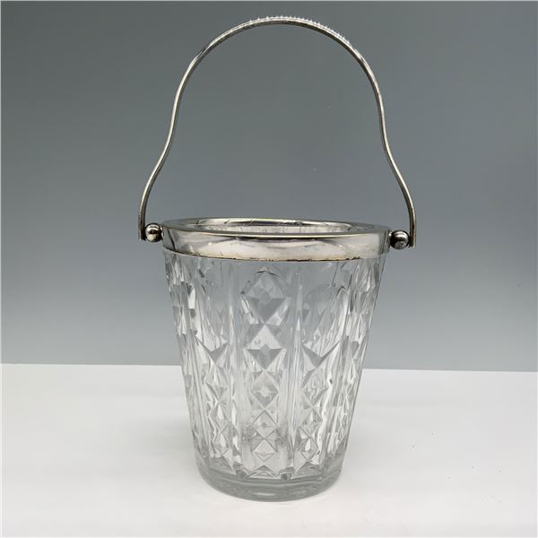 Val St. Lambert Crystal Ice Bucket, Impressed WA Belgium