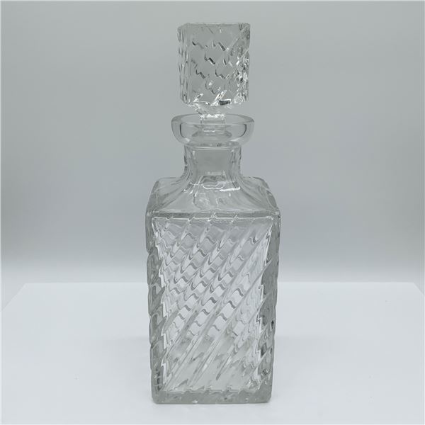 Cut Glass Decanter with Stopper, Geometric Design