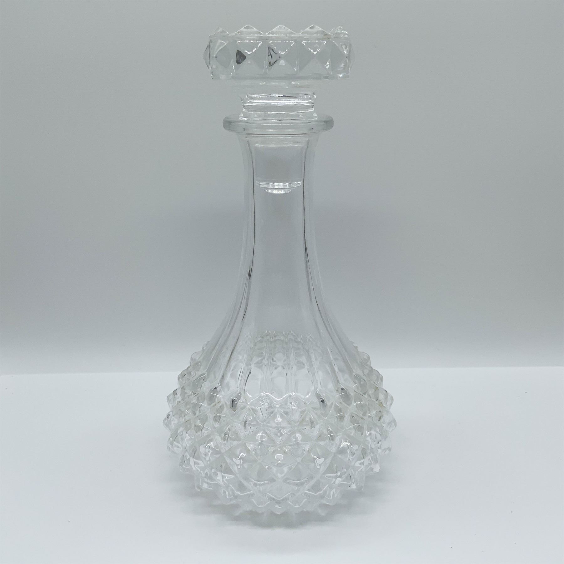 Pressed Glass Decanter, Diamond Point Pattern