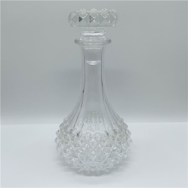 Pressed Glass Decanter, Diamond Point Pattern