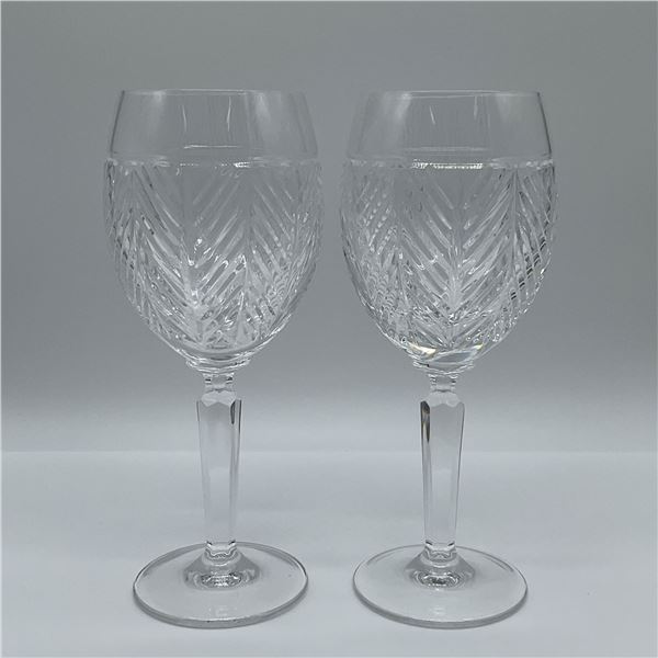Pair of Ralph Lauren Crystal Goblets, Herringbone