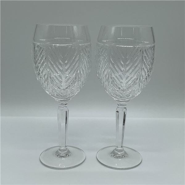Pair of Ralph Lauren Crystal Goblets, Herringbone