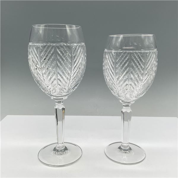 2pc Ralph Lauren Crystal Wine Glasses with Chevron Pattern