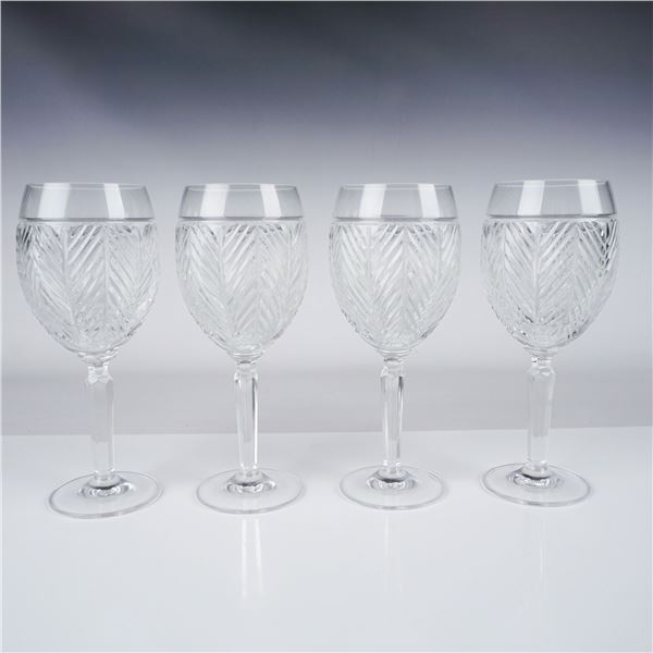 4pc Ralph Lauren Crystal Glassware Set, Chevron Design