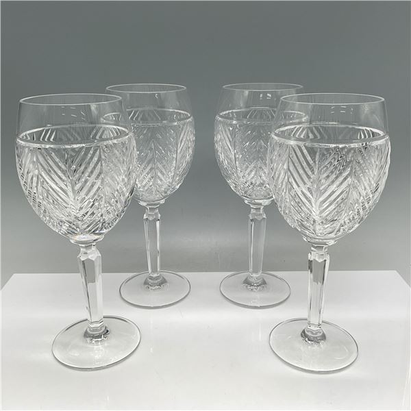 4pc Ralph Lauren Crystal Wine Glasses with Chevron Pattern