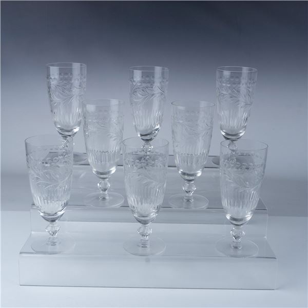 Set of 8 Crystal Etched Goblets