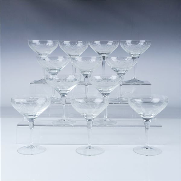 12pc Engraved Crystal Stemware Glasses