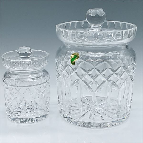 2pc Waterford Crystal Lismore Biscuit Jar and Condiment Jar