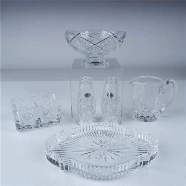 6pc Crystal Set, Gorham Shakers, Waterford Pitcher & Dishes