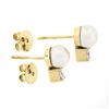 Image 4 : 14k Yellow Gold 7.9mm FINE Pearl w/ 0.54 ctw Princess Diamond Drop Stud Earrings