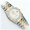 Image 3 : Rolex Mens Two Tone White Roman Pyramid Diamond Bezel Datejust Wristwatch 36MM