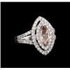 14KT White Gold 1.20 ctw Morganite and Diamond Ring