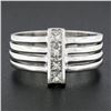 Image 8 : Estate 18k White Gold 0.72 ctw Channel Princess Cut Diamond 4-Row Wide Band Ring
