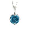 Image 5 : New 14k White Gold 1.5 ctw Round Vivid Blue Zircon Solitaire Fancy Pendant & Cha
