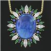 Image 4 : 18K TT Gold 23.38 ctw GIA Cabochon Opal Diamond Sapphire Emerald Spray Pendant