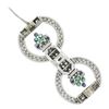 Image 4 : Antique Art Deco Platinum 2.25 ctw Diamond Emerald Sapphire Floral Pin Brooch