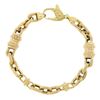 Image 2 : Estate Unisex 14K Gold Long 9" Beaded Sections & Open Cable Link Chain Bracelet