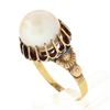 Image 8 : Antique Victorian 18k Yellow Gold GIA 9.46mm Pearl w/ Floral Side Solitaire Ring