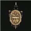 Image 2 : Antique Victorian 14k Gold Seed Pearl & Black Enamel Etched Oval Locket Pendant