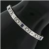 Image 3 : Antique Art Deco 14k Gold Diamond Sapphire Open Filigree Straight Line Bracelet