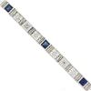 Image 6 : Antique Art Deco 14k Gold Diamond Sapphire Open Filigree Straight Line Bracelet