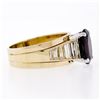 Image 5 : 18K Yellow Gold Oval Faceted Garnet Solitaire 1.18 ctw Baguette Step Diamond Rin