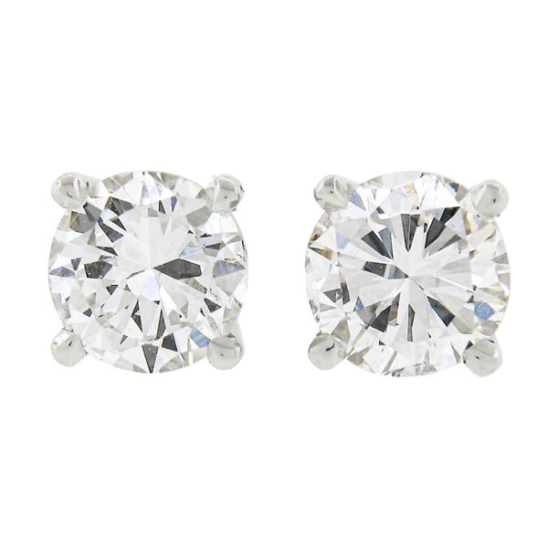 NEW Classic 14k White Gold 0.80 ctw Round Brilliant Diamond Prong Stud Earrings