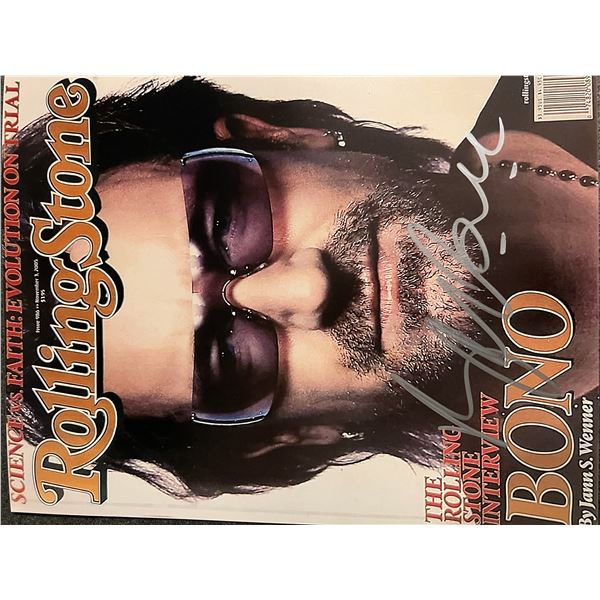 U2 Bono signed Rolling Stone magazine cover photo
