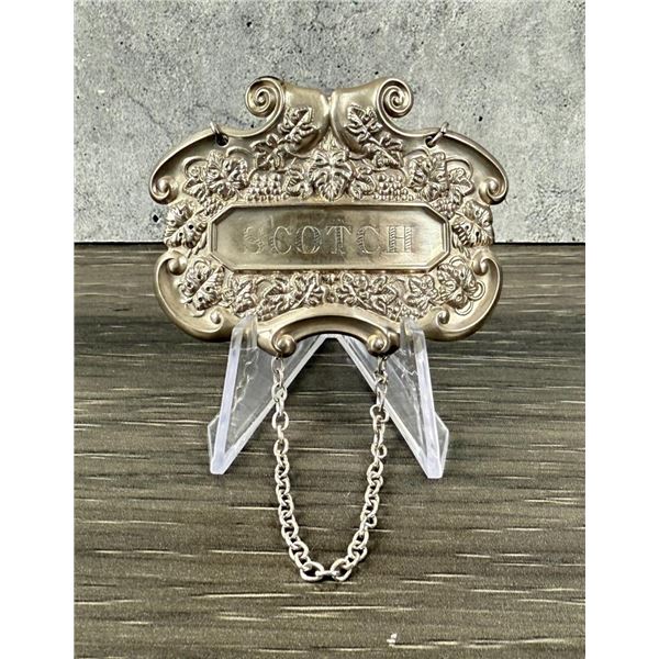 Sterling Silver Scotch Bottle Label Tag