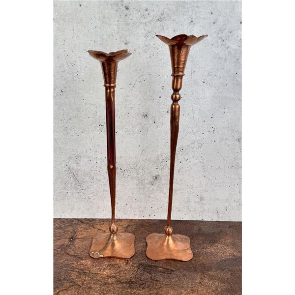 Hessel Studios Hammered Copper Candlesticks