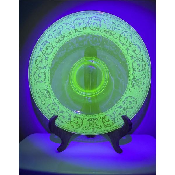 Cambridge Uranium Glass Green Depression Bowl