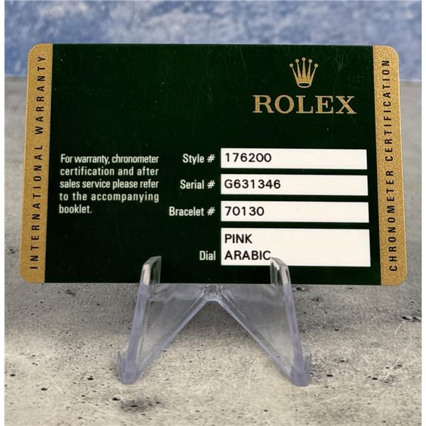 Rolex Watch Warranty Guarantee Card 176200