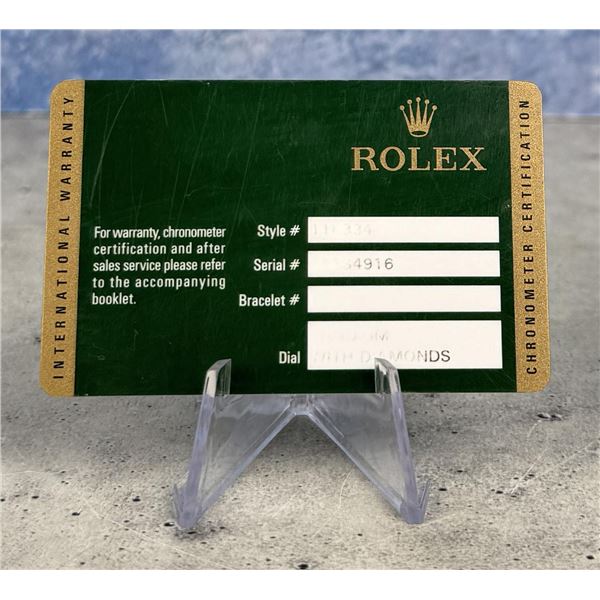 Rolex Watch Warranty Guarantee Card 116334