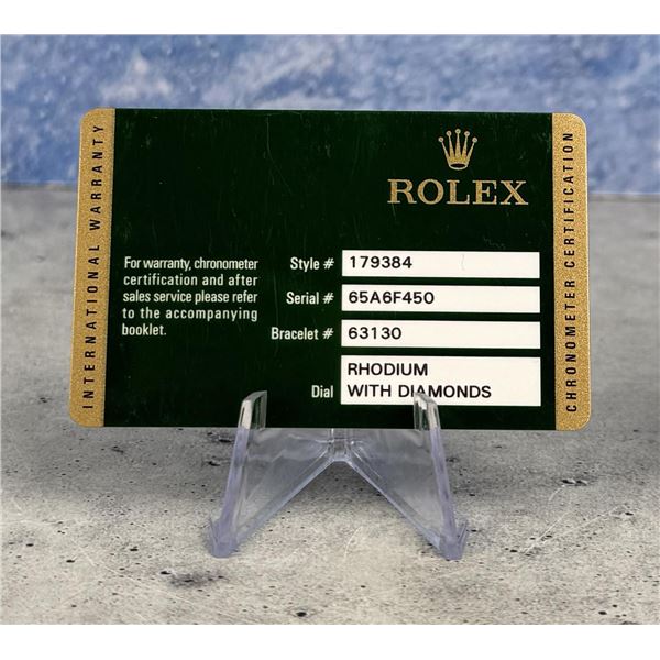 Rolex Watch Warranty Guarantee Card 179384