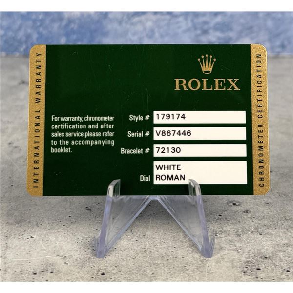 Rolex Watch Warranty Guarantee Card 179174
