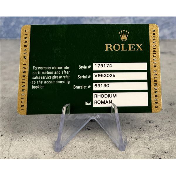 Rolex Watch Warranty Guarantee Card 179174