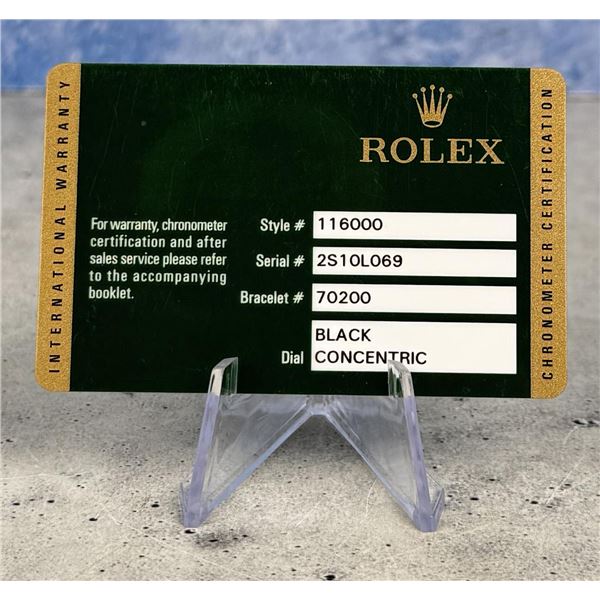Rolex Watch Warranty Guarantee Card 116000