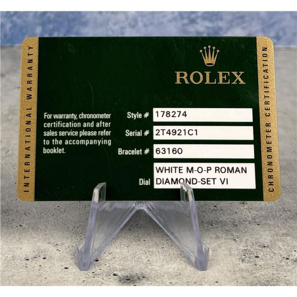Rolex Watch Warranty Guarantee Card 178274