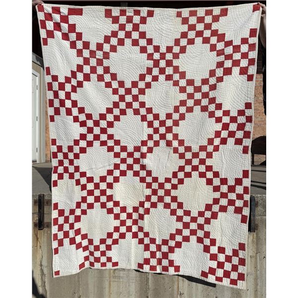 Antique Irish Chain Hand Sewn Quilt